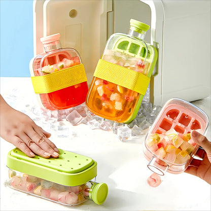 Revolutionary 2-in-1 Ice Cube Mold and Water Bottle with Straw - Effortless Ice Release and Hydration on the Go!